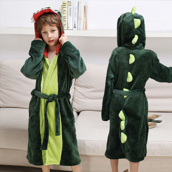 Children's Dinosaur Cartoon Coral Fleece Nightgown