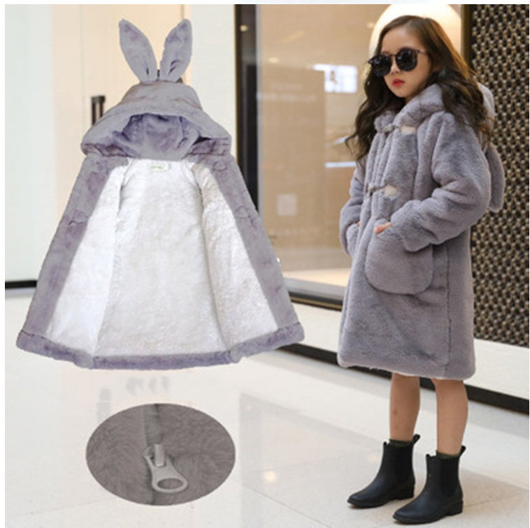 Thickened Faux Fur Coat For Big Kids