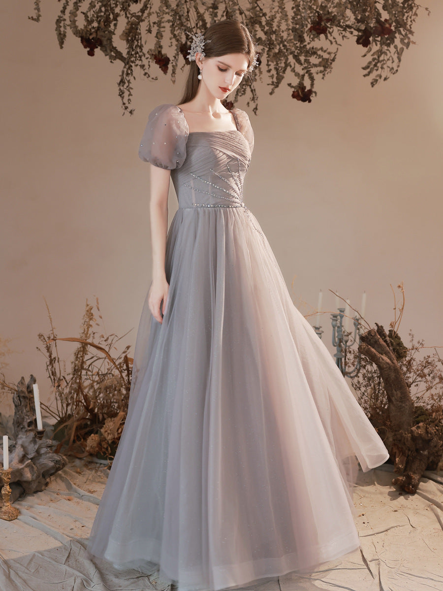 Bubble Sleeve Long Dress Fairy Dress