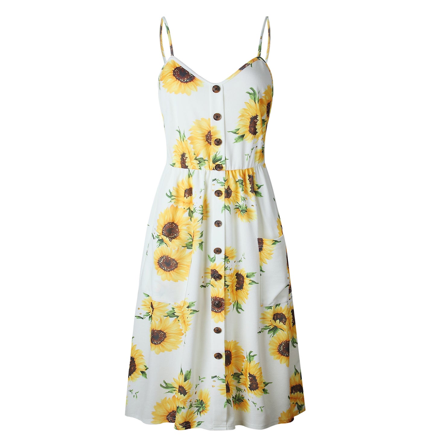 Vestido floral con tirantes de moda para mujer