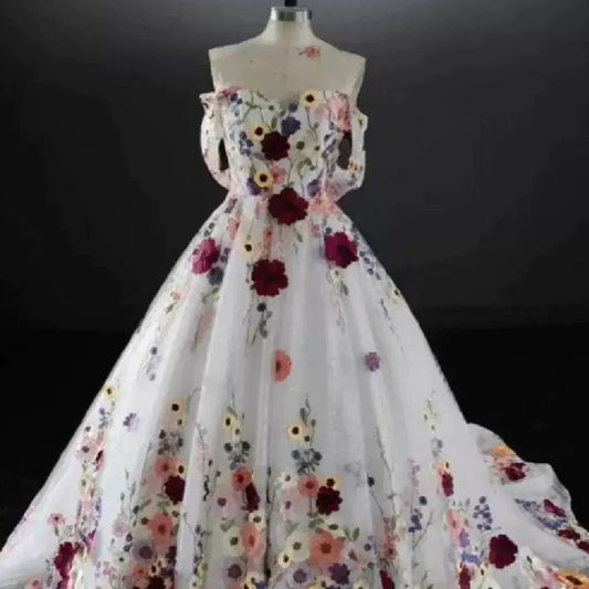 Robe de banquet en fil de bienvenue à fleurs exquises