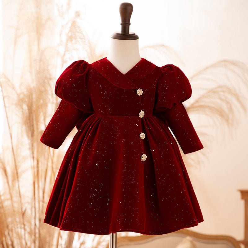 Vestido Princesa Cumpleaños Niña Rojo