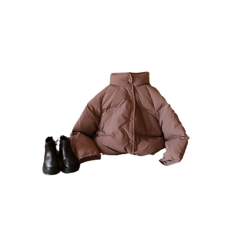 Chaqueta de plumón de pan de invierno para niños, corta gruesa