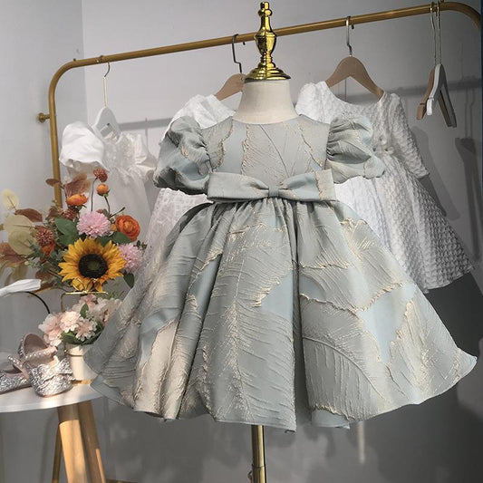 Vestido de manga de burbuja para niños de moda