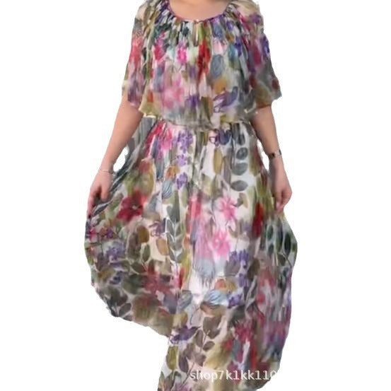 Women's Vintage Floral Print Maxi Dress