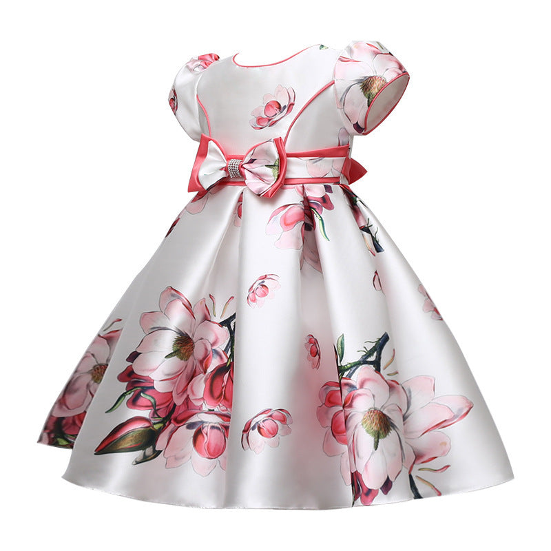 Robe de princesse imprimée gilet pour filles, banquet