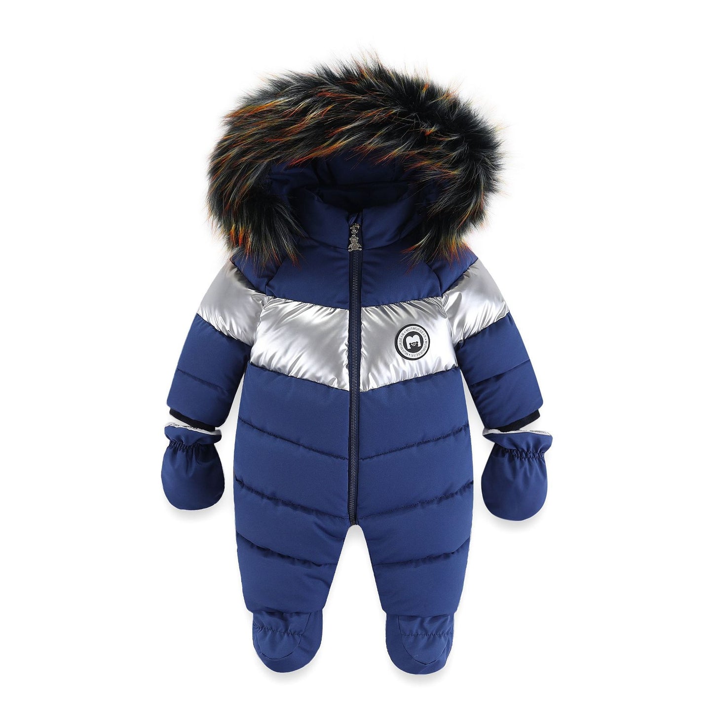 Winter Fur Collar Rompers Jumpsuit Children Thickened Warm Infant Rompers