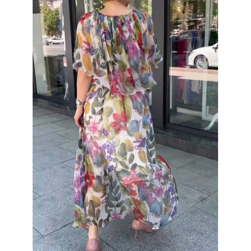 Women's Vintage Floral Print Maxi Dress