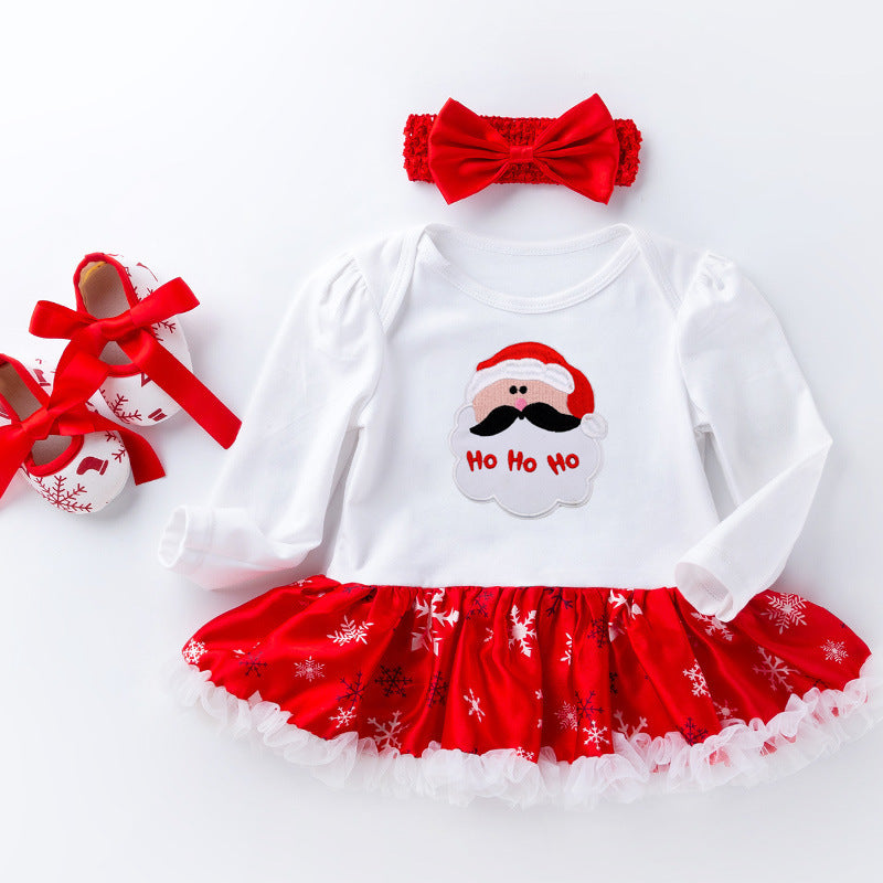 Costume de robe de bébé à manches longues de vêtements de Noël pour bébés