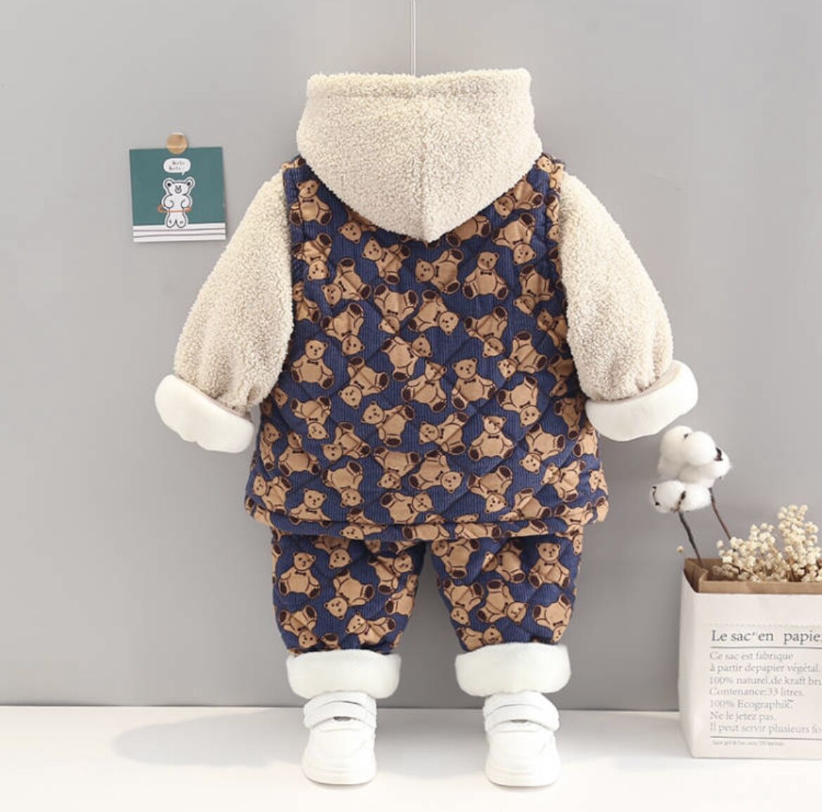 Boys' Hooded And Thickened Sweater Cartoon Vest