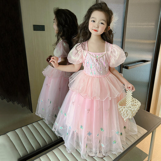 Birthday Dress Mesh Girl Jumpsuit Princess Cotton Skirt