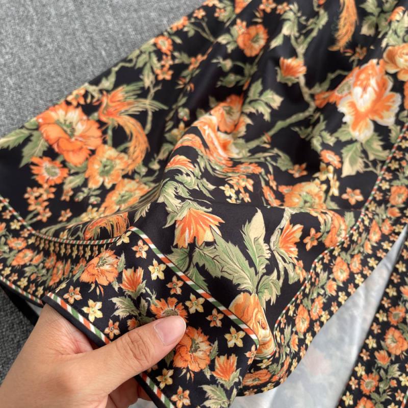 Robe ample à fleurs rétro française pour femmes