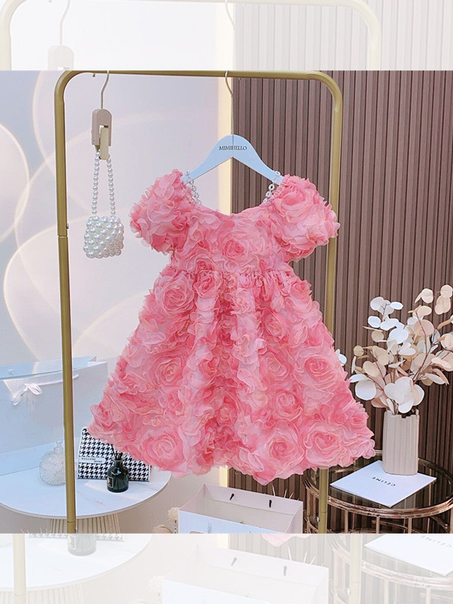 Baby's Western Style Three-dimensional Cut Flower Skirt