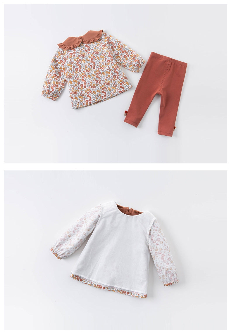 Costume d'automne deux pièces pour femmes, vêtements en coton de style occidental pour bébé