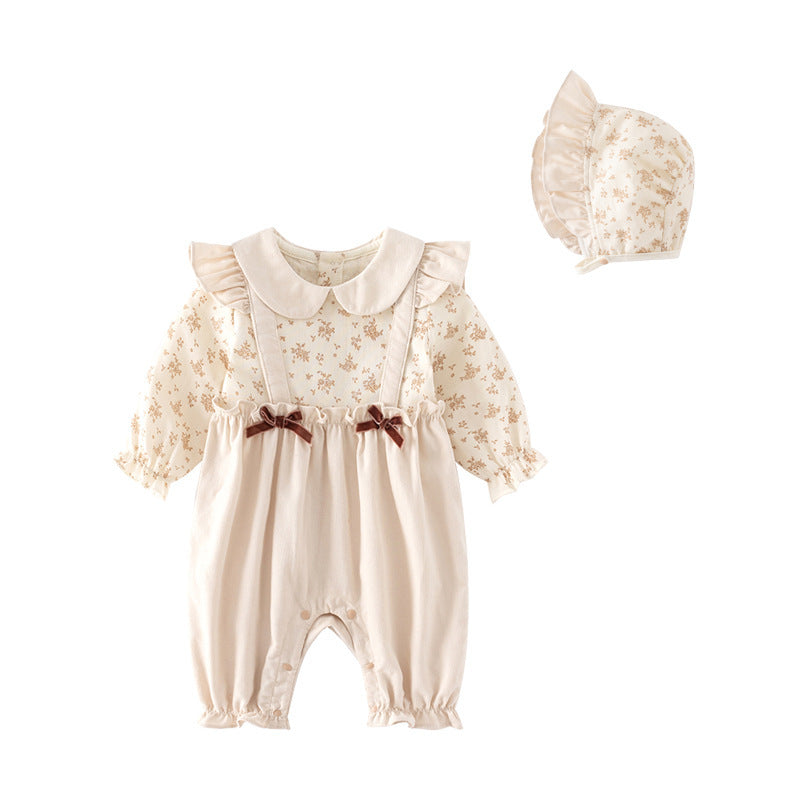 Vêtements de printemps et d'automne pour bébé, barboteuse mignonne pour dame, combinaison pour bébé de cent jours, fausse barboteuse deux pièces