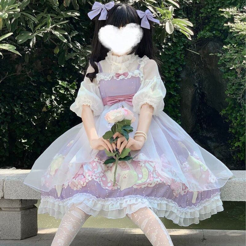 Jupe Lolita étudiante douce et mignonne pour fille, petite robe à bretelles Lolita Jsk