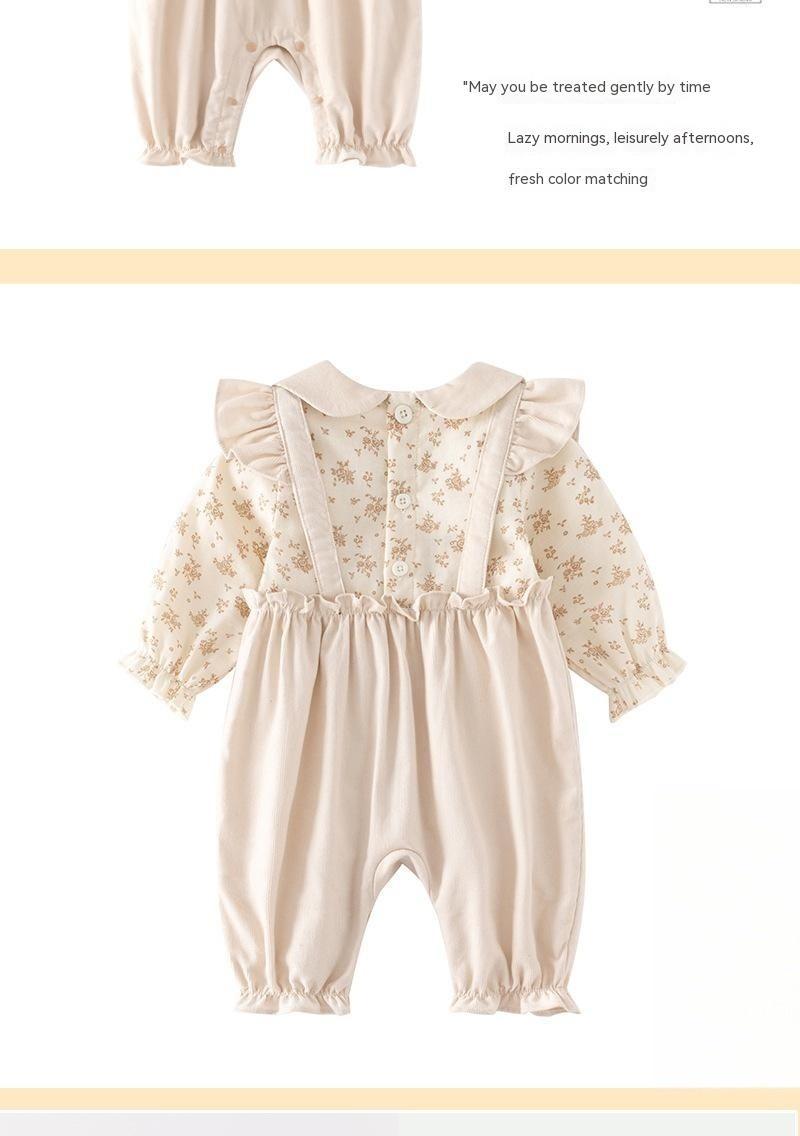 Vêtements de printemps et d'automne pour bébé, barboteuse mignonne pour dame, combinaison pour bébé de cent jours, fausse barboteuse deux pièces