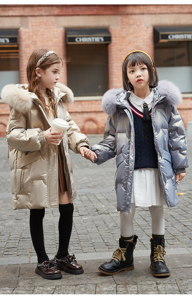 Children's Mid-length New Western Style Down Jacket