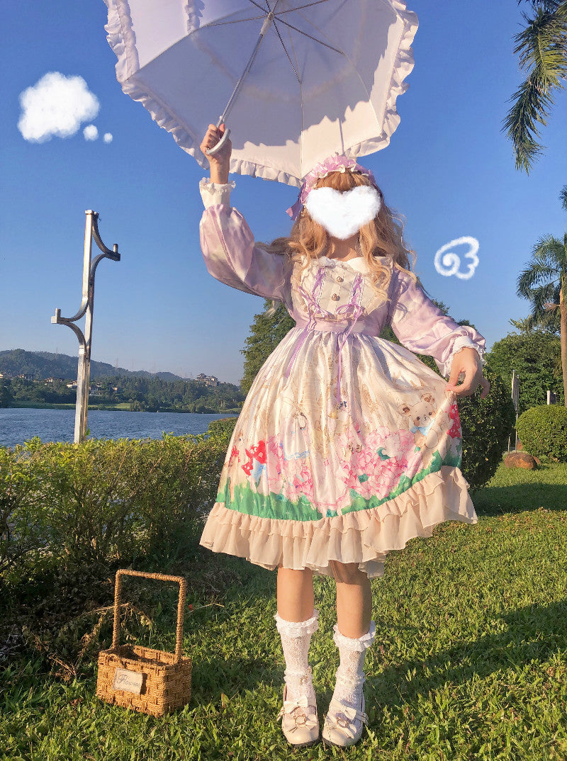 Autumn Sweet Lolita Dress Palace Princess Cute Angel Forest Soft Girl Japanese Doll Collar Girl Op Dress Cos Maid Costumes