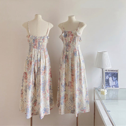 Robe à bretelles florales pour femmes d'été