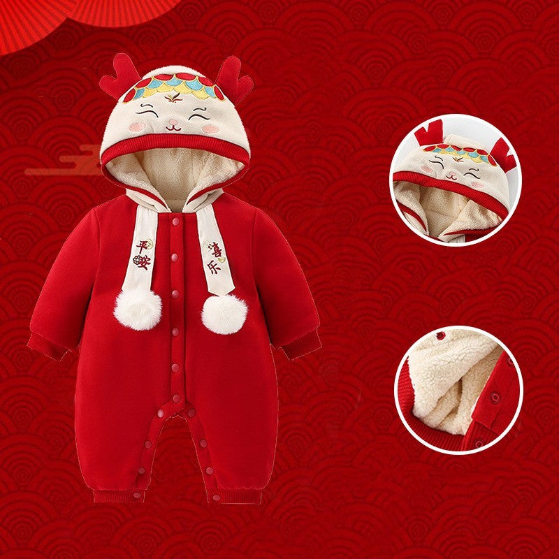 Baby Chinese New Year Clothes Winter Cotton-padded Jumpsuits