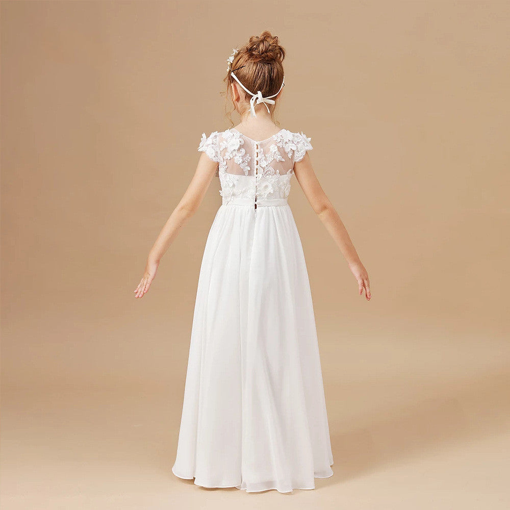 Robe pour enfants dames fleur blanche mariage fille