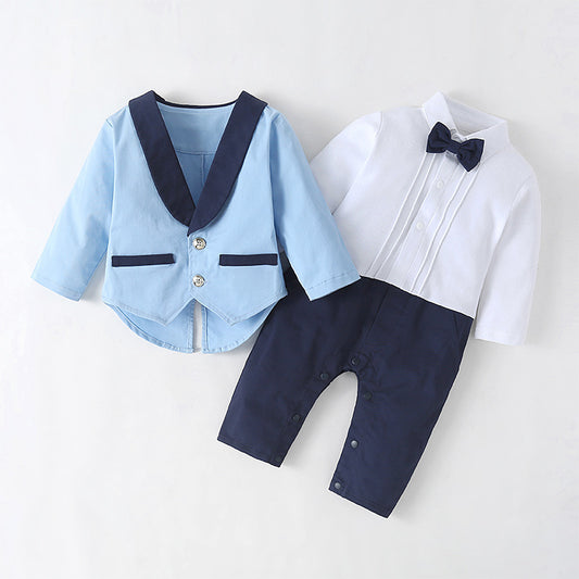 Boy Baby Gentleman Long-sleeved One-piece Suit Tuxedo Jacket Two-piece Children's Suit