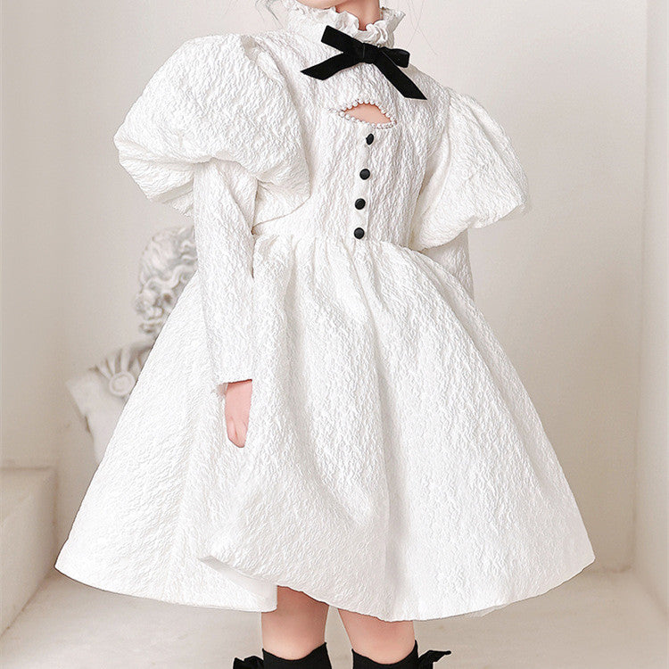 Robe de costume de piano rétro à manches bouffantes pour filles