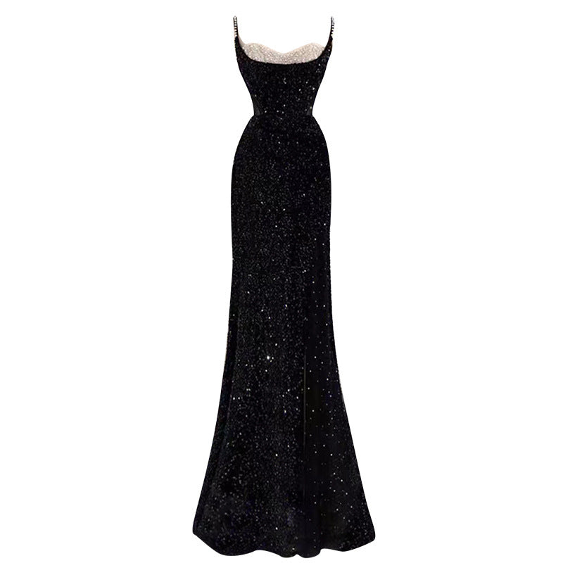 Robe de soirée élégante avec gilet étoile brillante pour femme