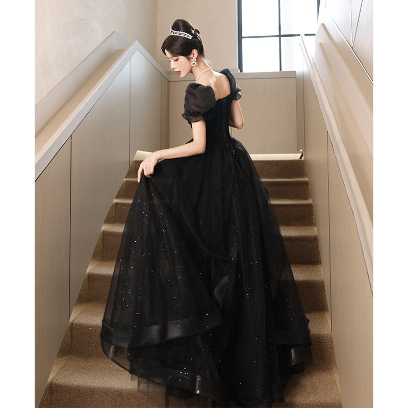 Black Evening Banquet Temperament High-end French Evening Dress