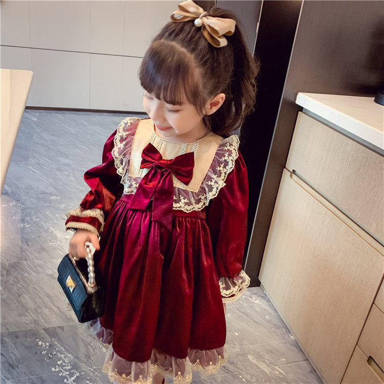 Little Girl Lolita Princess Velvet Skirt Long Sleeve