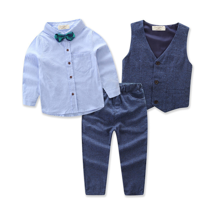 Children's Clothing Boys' Gentleman Long-sleeved Shirt And Pants Three-piece Suit