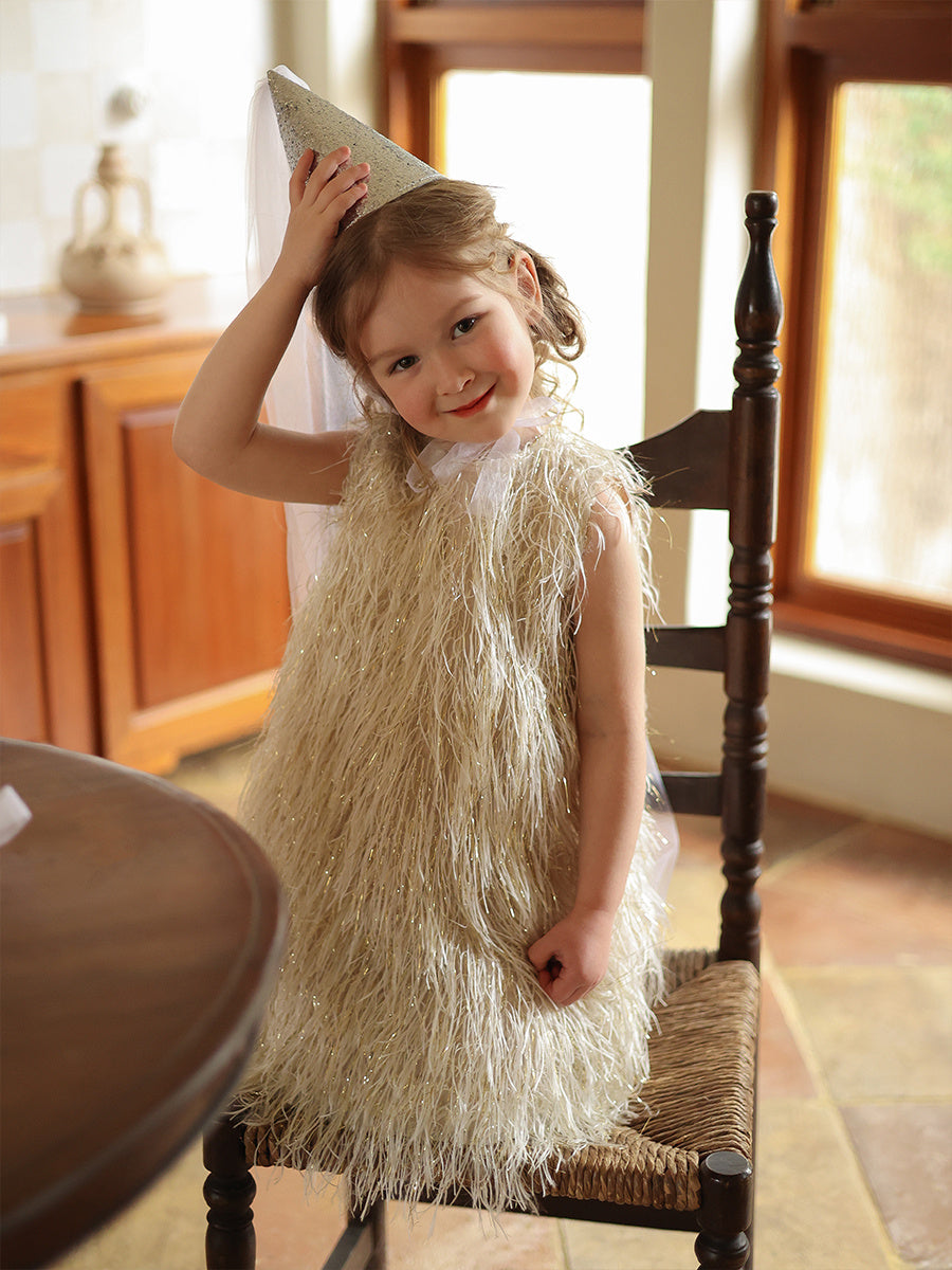 Jupe gilet à franges pour filles, robe de princesse d'anniversaire pour enfants