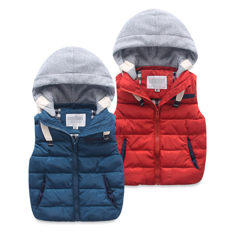 Children's Solid Color Sleeveless Padded Cotton Vest