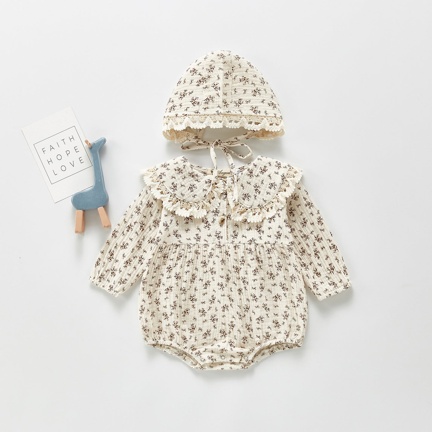 Ropa de otoño para bebés, monos para niñas pequeñas, cuello grande, traje floral para niñas, mono de una pieza para bebés