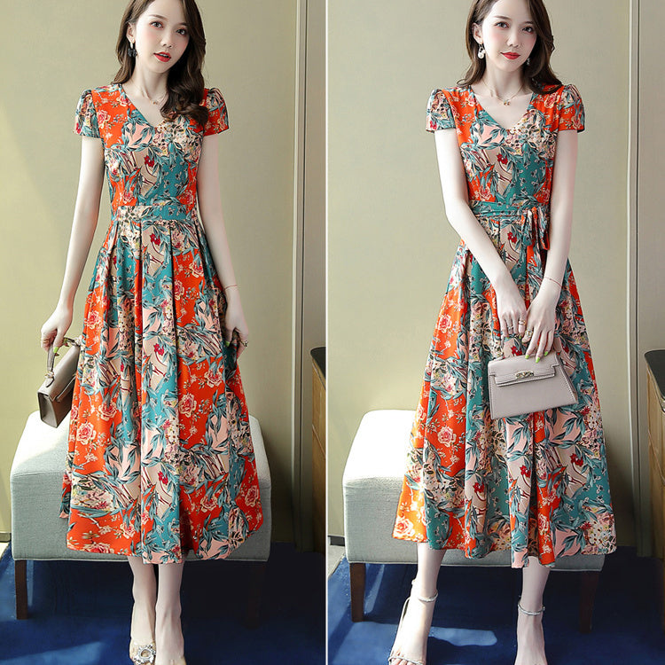 Temperament Waist-controlled Gentle Floral Dress