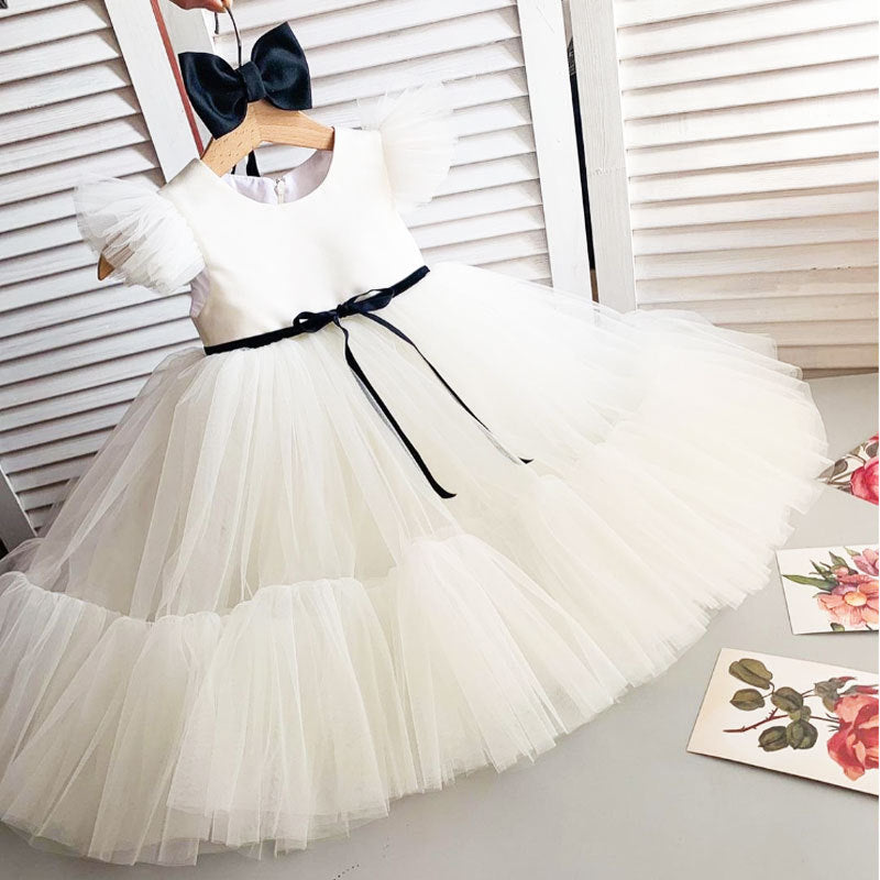 Children's Girls' Solid Color Wedding Dress