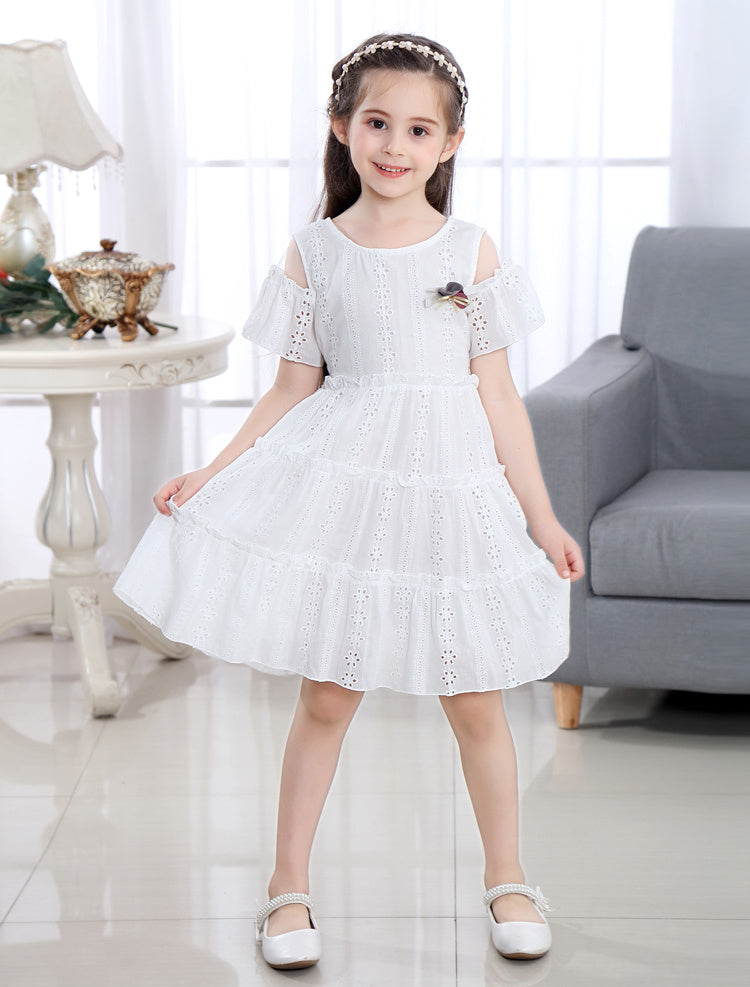 Cute Korean Style Western Style Girls Summer Princess Dress Pure Cotton