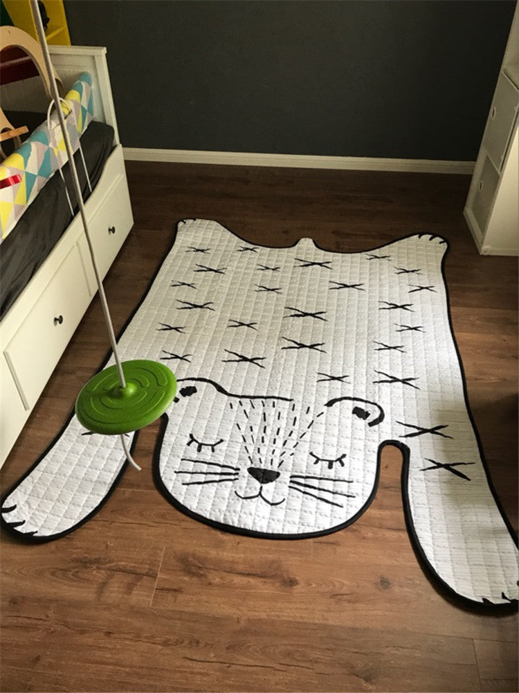 Alfombra de juegos para bebés, alfombra para niños, alfombras de felpa de tigre blanco para decoración de sala de estar, alfombrillas de desarrollo para niños