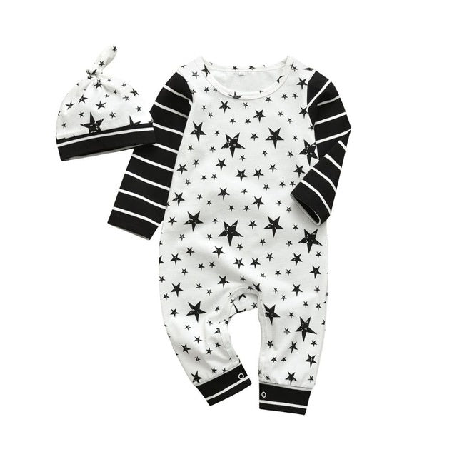 Baby boy cartoon long-sleeved jumpsuit cap