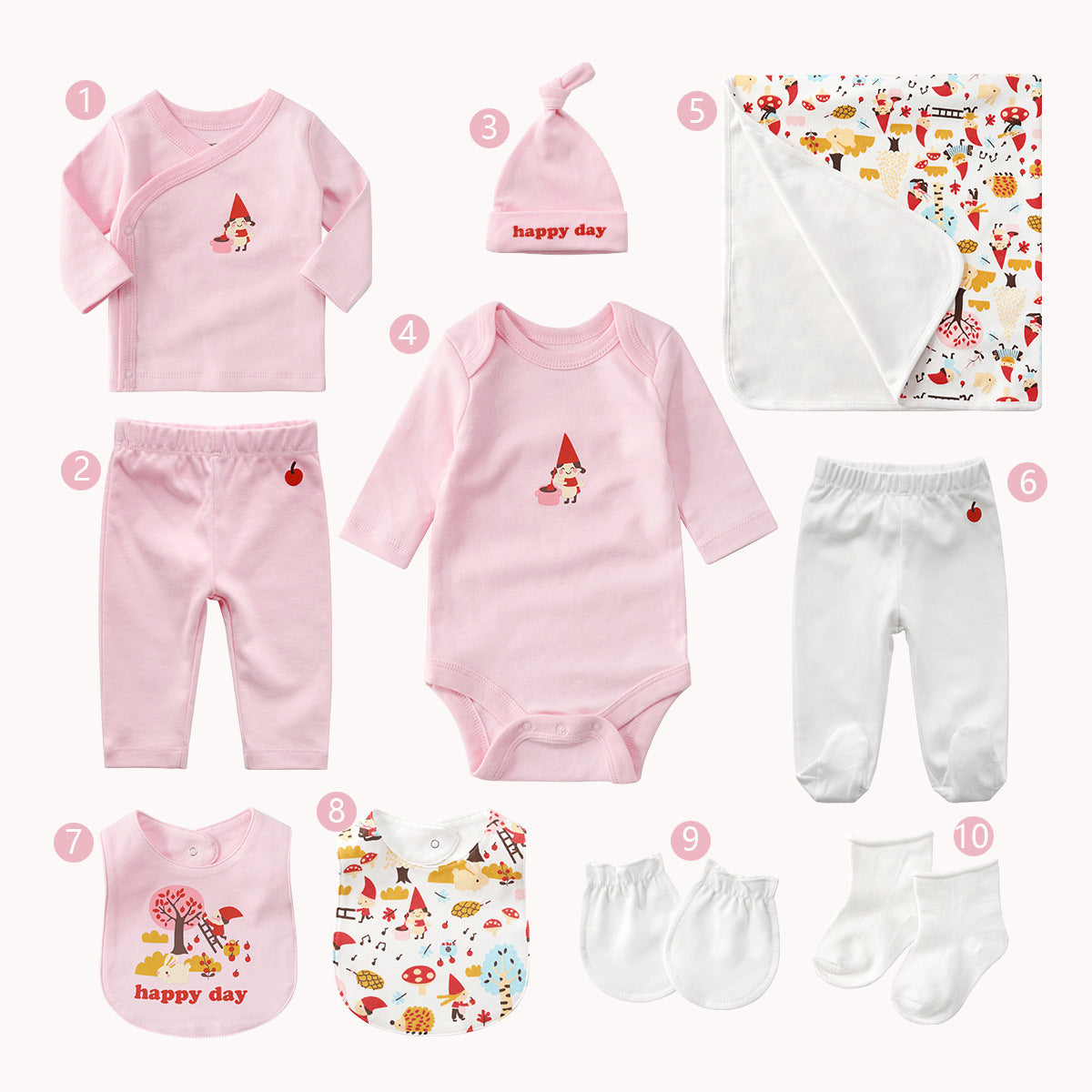 Ensemble de dix pièces de fournitures pour mères et enfants, cadeaux pour bébé pleine lune