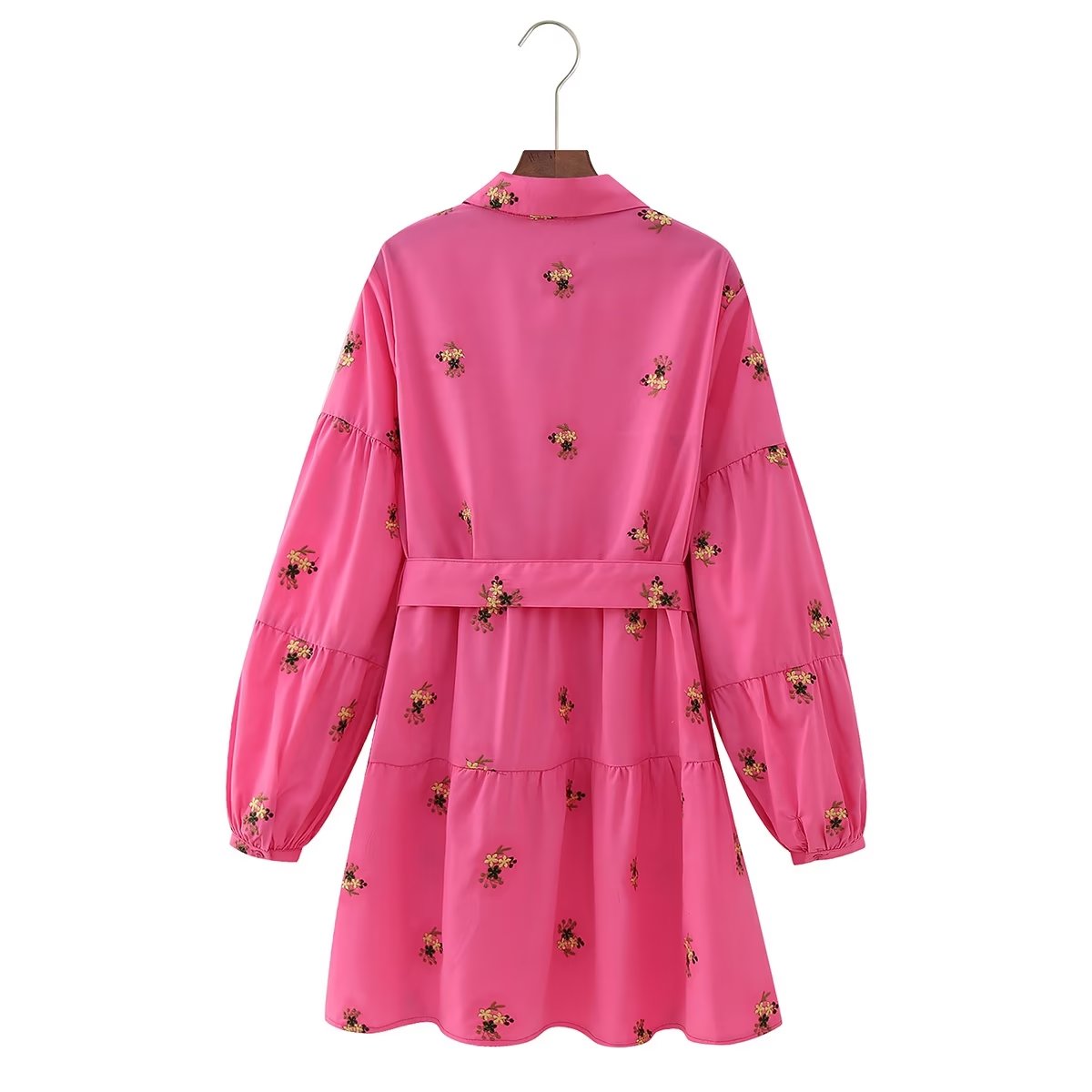 Fall Women Clothing Long Sleeve Random Embroidered Shirt Dress