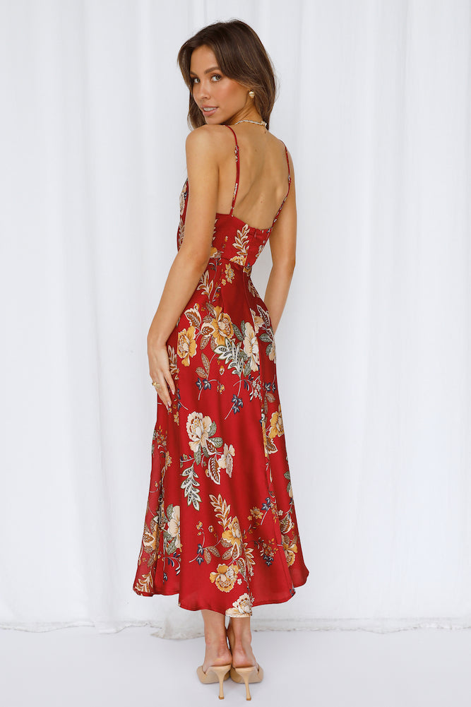 Vestido maxi de corte A con tirantes florales para vacaciones de verano para mujer