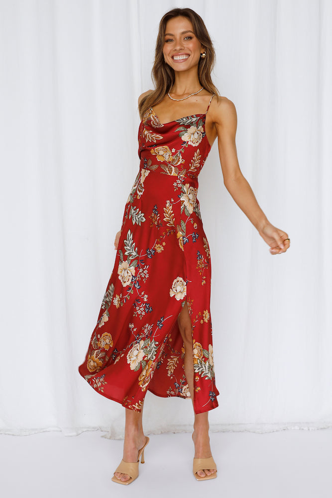 Women Summer Vacation Floral Cami Maxi A Line Dress