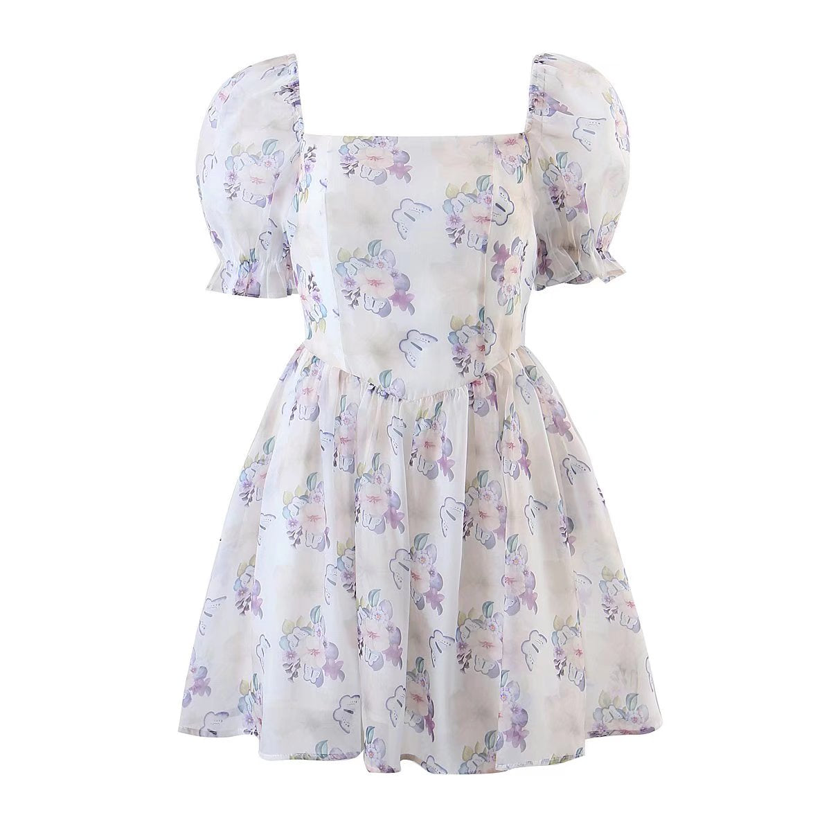 Robe courte de princesse en organza avec ceinture pour femme, vêtement d'été