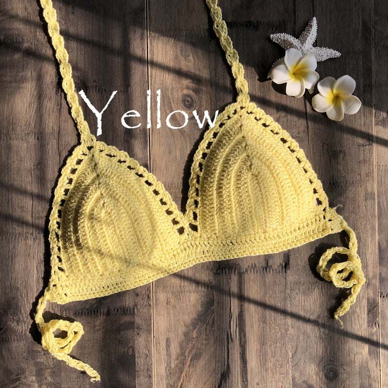 Hand Crocheting Knitting Bikini Wrapped Chest Lady Sexy All-Match Spring Split Swimsuit