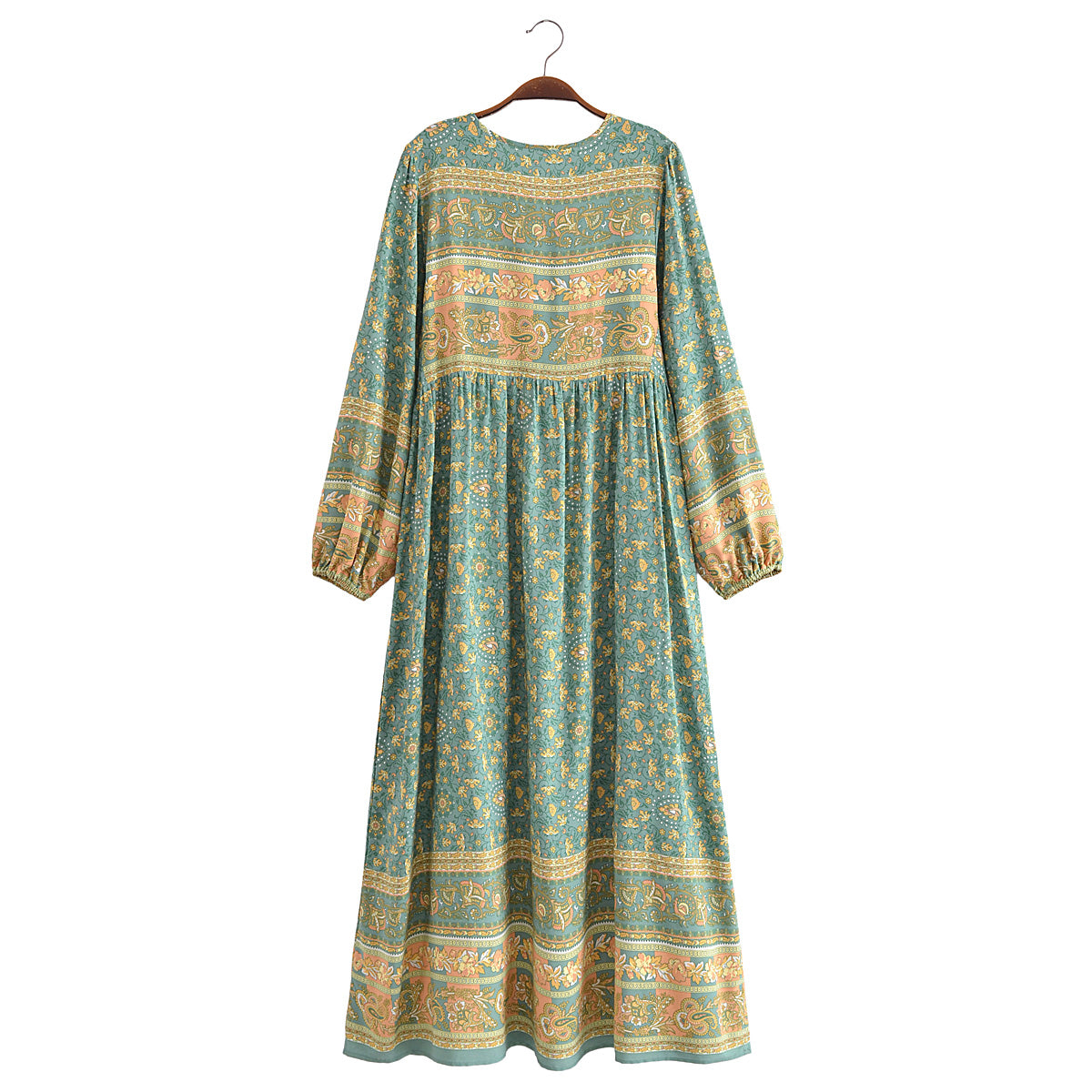 Bohemian Fall Women Clothing Rayon Positioning Printed Maxi Dress