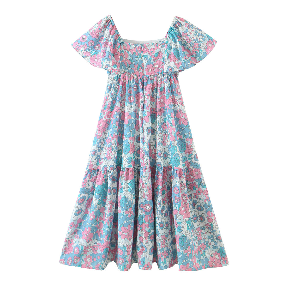 Robe longue de vacances à imprimé floral pour femmes, manches volantes, printemps