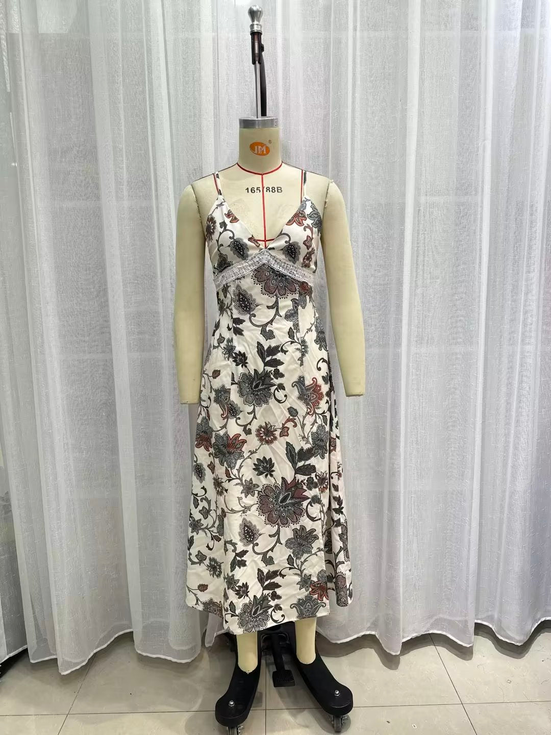 Robe française Vintage à lacets, motif Floral, taille serrée, Slim, dos nu, Sexy, à bretelles