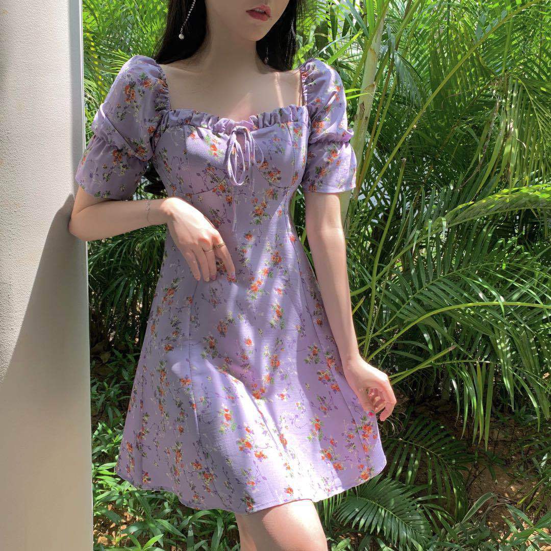 Chiffon Floral Skirt Short Sleeve Dress